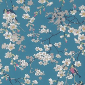 Massingberd Blossom Deep Blue Little Greene Wallpaper