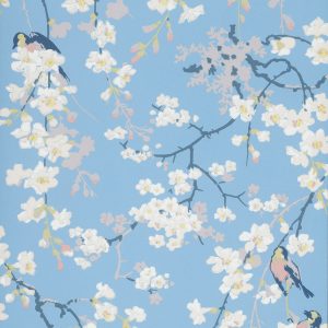 Massingberd Blossom Pale Blue Little Greene Wallpaper