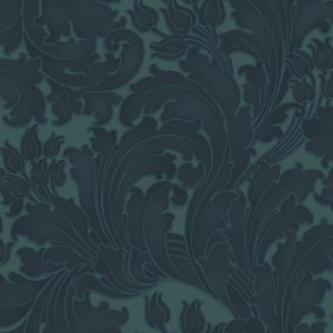 Tulip Blue Black Little Greene Wallpaper
