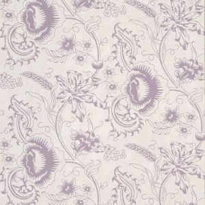 Woodblock Mono Plum Little Greene Wallpaper
